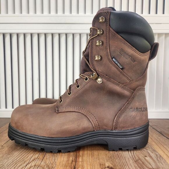 Carolina 8" Waterproof Insulated Work Boots Mens Sz 9 D Brown Leather Steel Toe - Picture 4 of 12